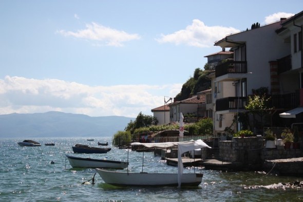 Boats tied up at Ohrid's Old Town