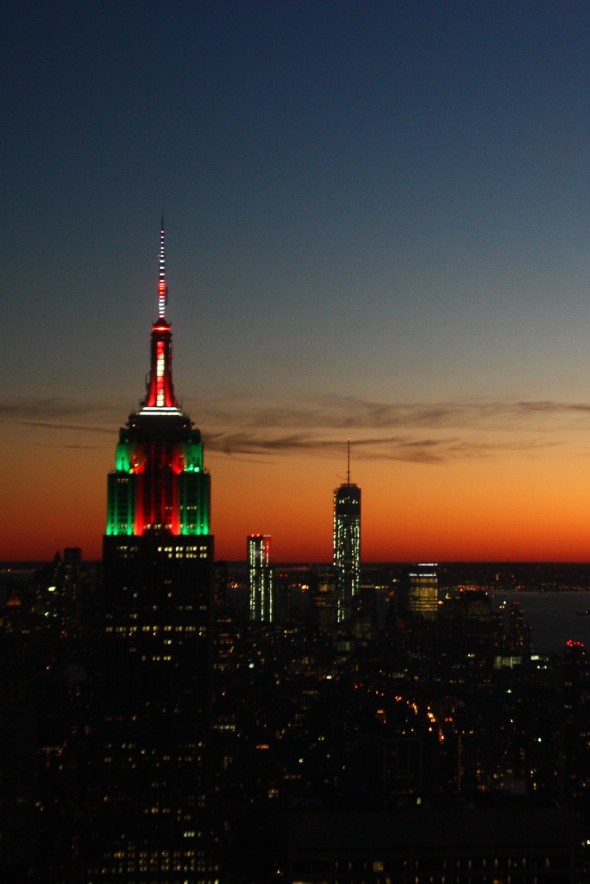 Sunset at the Top of the Rock looking south to the Empire State Building