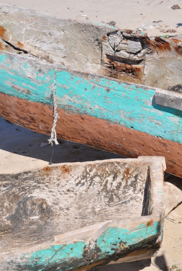 Old wooden boats in the beach