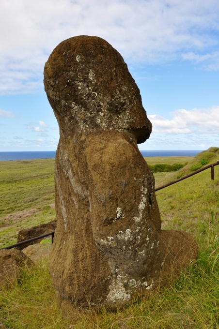 The kneeling moai at Rano Raraku