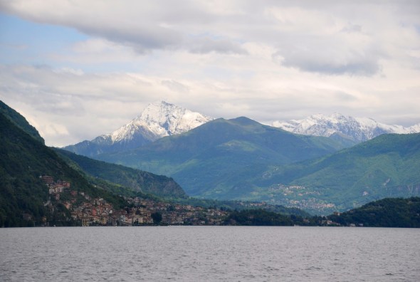 The Alps rising behind Lake Como