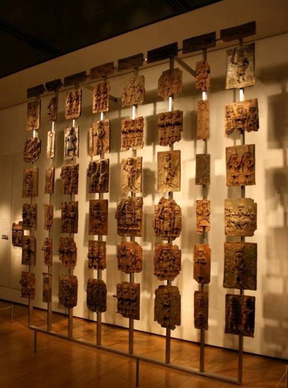 Masks from Benin on display at the British Museum